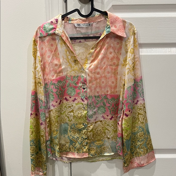 Zara Multicolor Satin Patterned Shirt - Picture 5 of 6